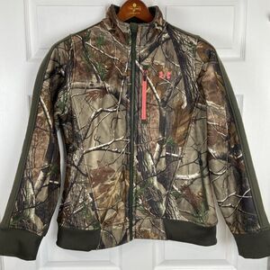 Under Armour Jacket Womens L Camo UA Storm Realtree Fleece Full Zip Hunting